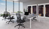 C-Sense Bench Desk with Grey Top and White Legs with Dark Grey Mesh Back Chair 2