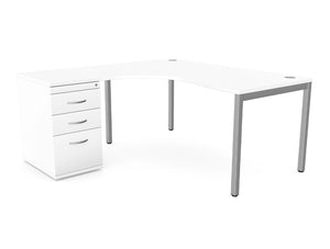 C Sense Single Person Crescent Desk With High Pedestal