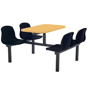 Canteen Cu20 Polypropylene Seating With Table Beech Finish Top Black Seat Colour