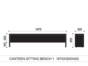 Canteen Wooden Sitting Bench with Cushion Dimension 1