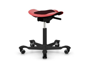 Capisco 8001 Stool in Red Plastic and Black Metal Legs HAG 3