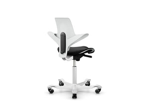 Capisco 8020 With Castors In White Plastic Seat And Backrest 3