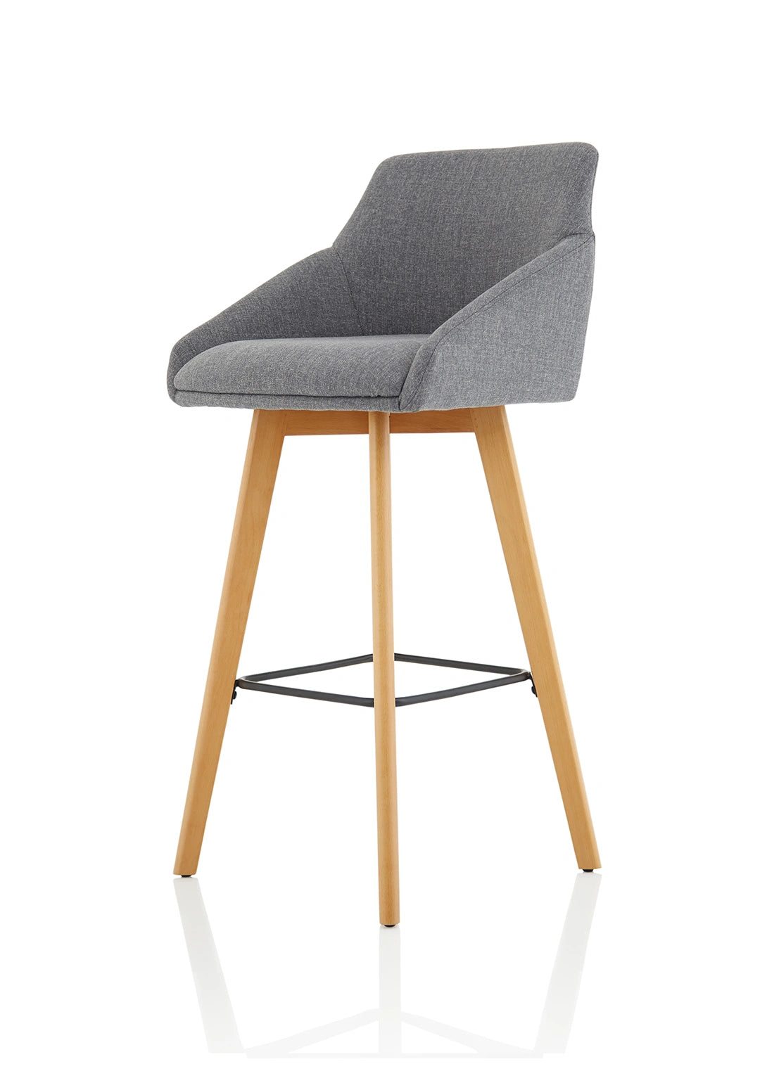 Carmen Grey Fabric Wooden Leg High Stool Chair BR000225 4