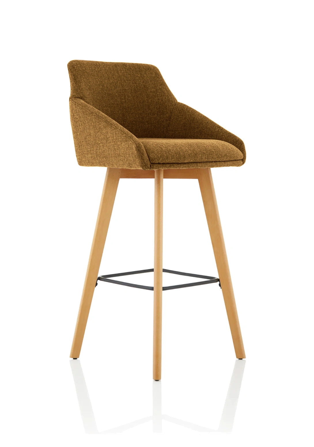 Carmen Grey Fabric Wooden Leg High Stool Chair BR000225 1