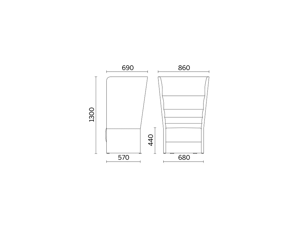 Cell128 Single Seater Office Chair With Floor Standing Base Dimensions