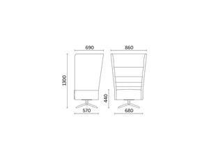 Cell128 Single Seater With Swivel 4 Spoke Base In Tubular Steel Dimensions