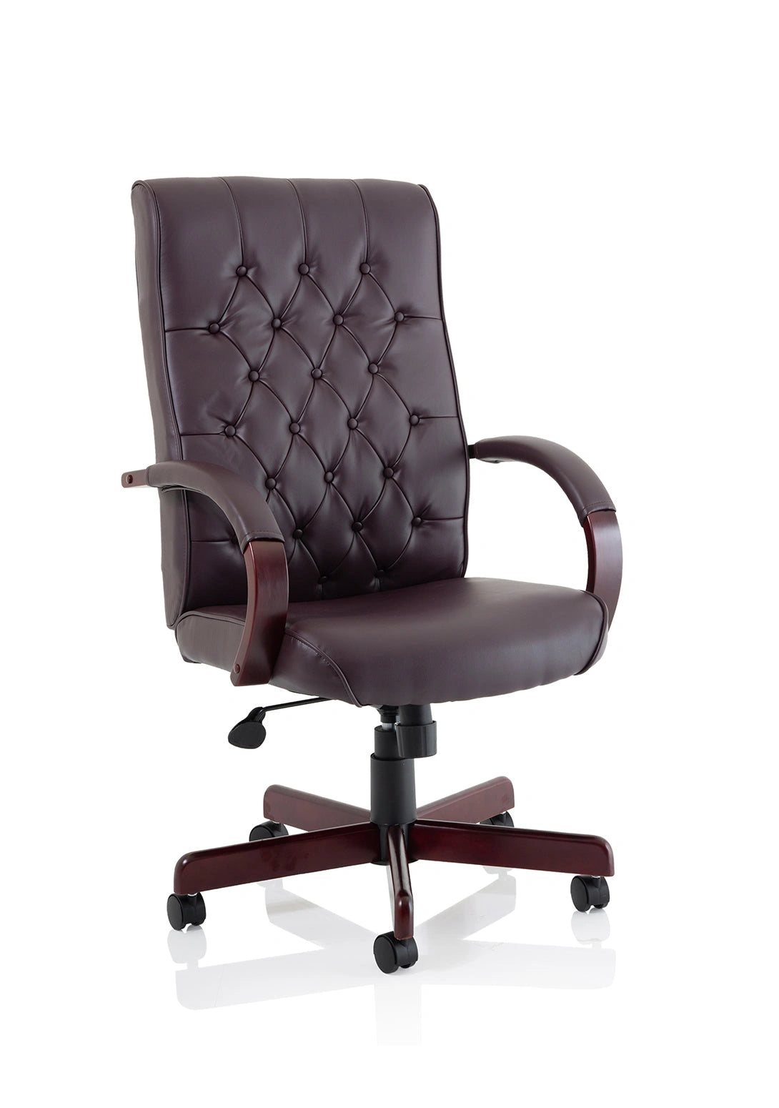 Chesterfield High Back Leather Executive Office Chair With Arms EX000003 1