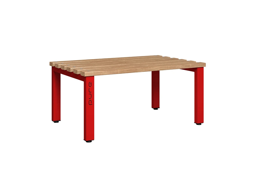 Cloakroom Standard Double-Sided Bench - Flame Red & Beech
