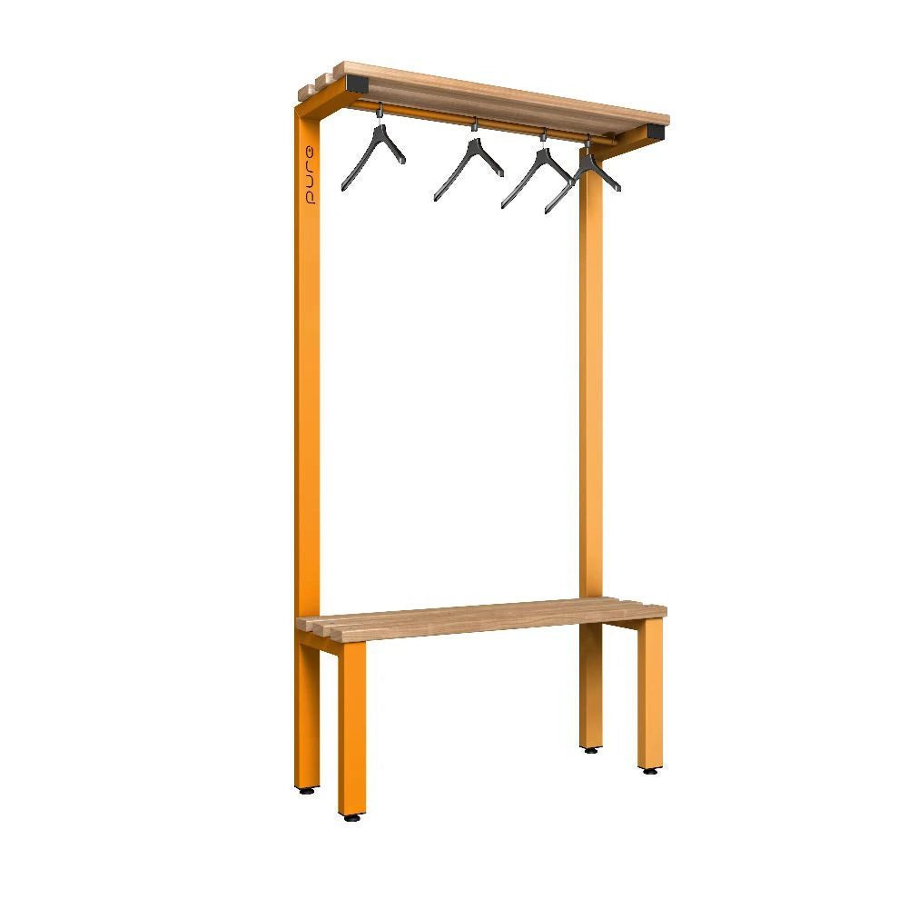 Cloakroom Overhead Hanging Single-Sided Bench - Magma & Beech