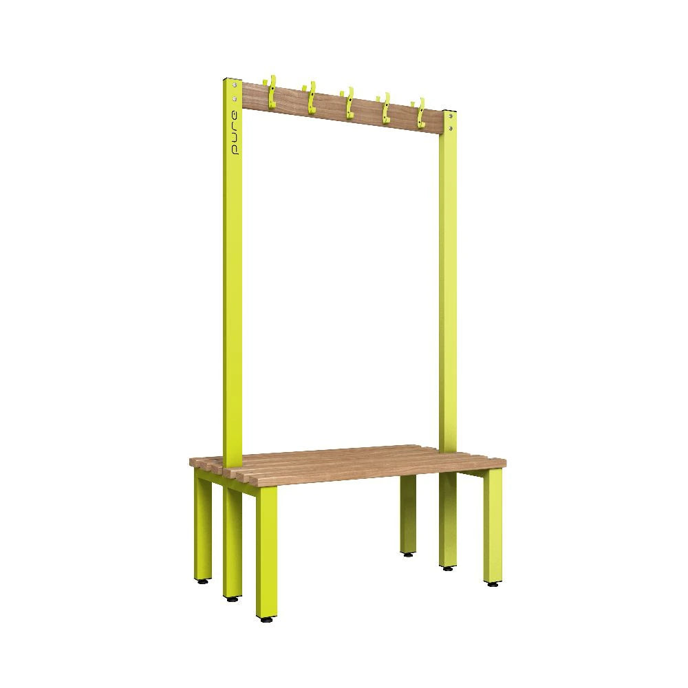 Cloakroom Hook Double-Sided Bench - Lime Light Beech