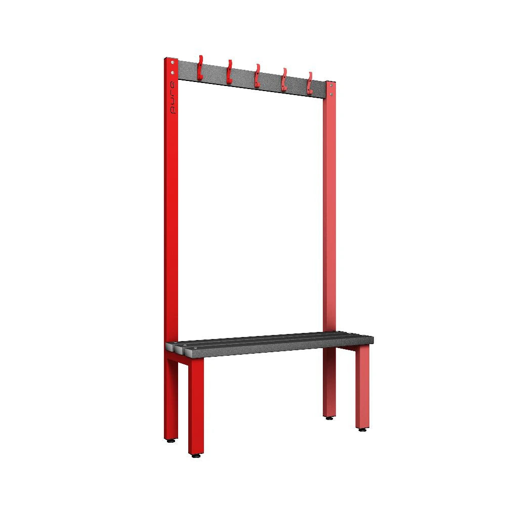 Cloakroom Hook Single-Sided Bench - Flame Red & Black