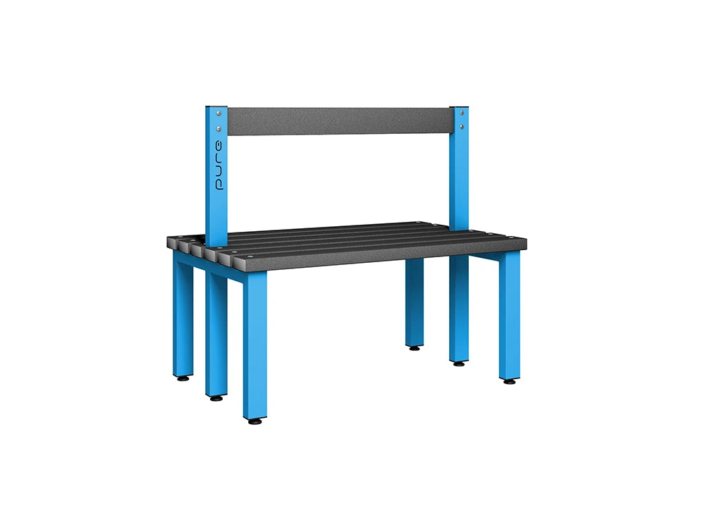 Cloakroom Low Double-Sided Bench - Cornflower Blue & Black