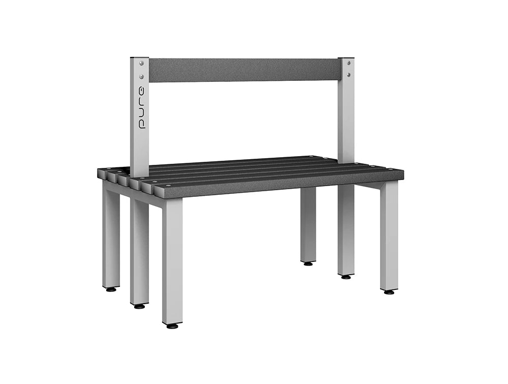 Cloakroom Low Double-Sided Bench - Pearl Silver & Black