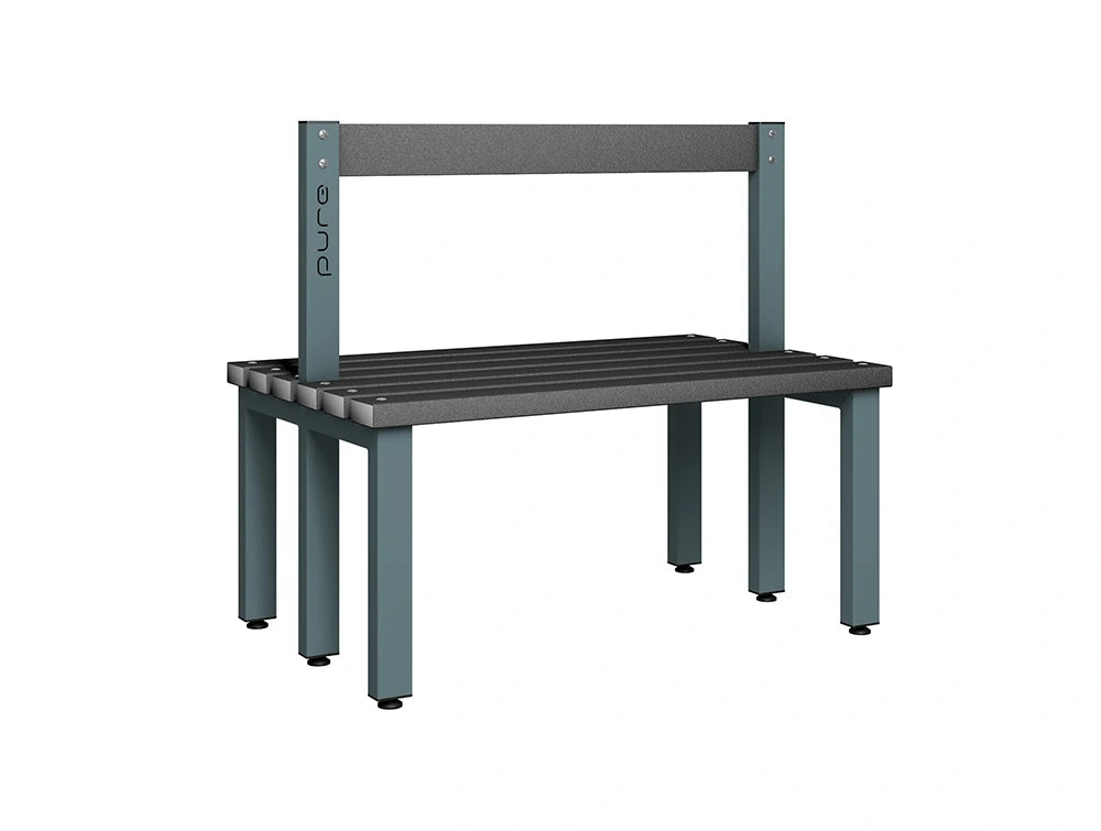 Cloakroom Low Double-Sided Bench - Slate Grey Black