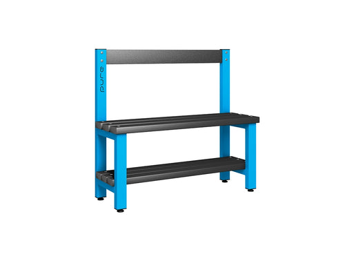 Cloakroom Low Single-Sided Bench - Cornflower Blue & Beech