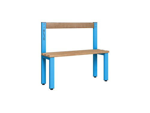 Cloakroom Low Single-Sided Bench - Cornflower Blue & Beech