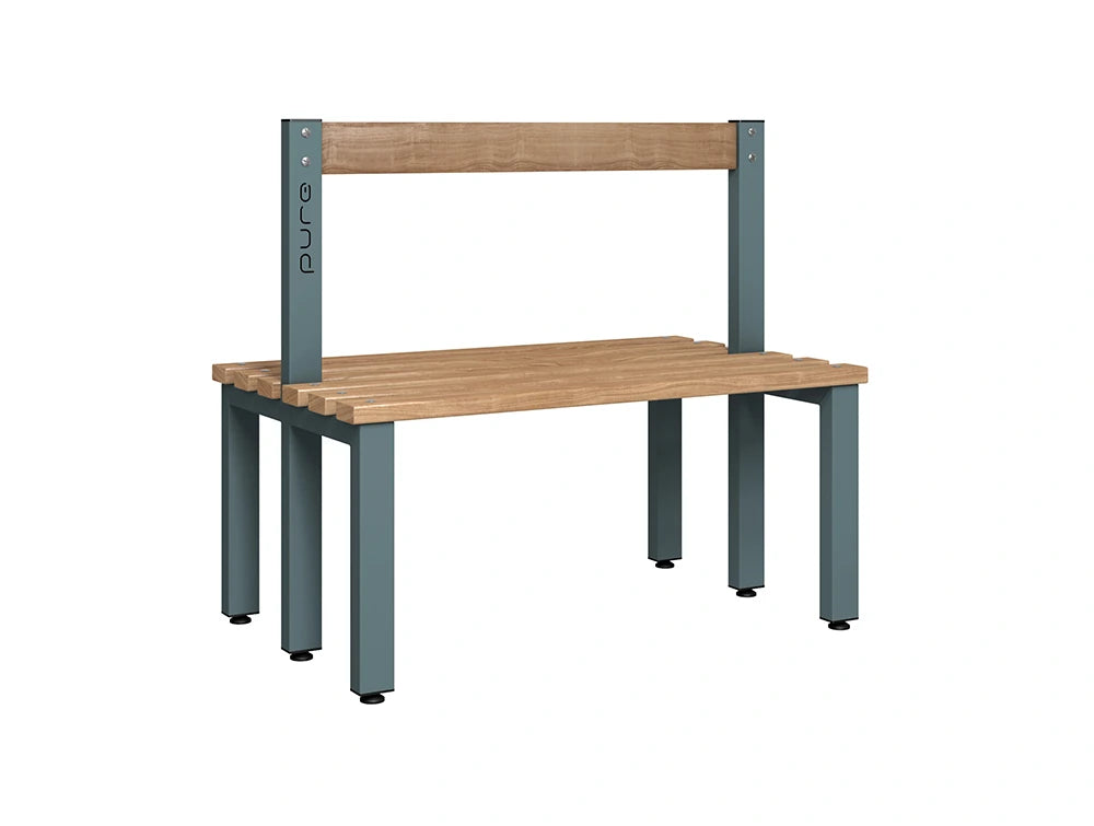 Cloakroom Low Double-Sided Bench - Slate Grey & Beech