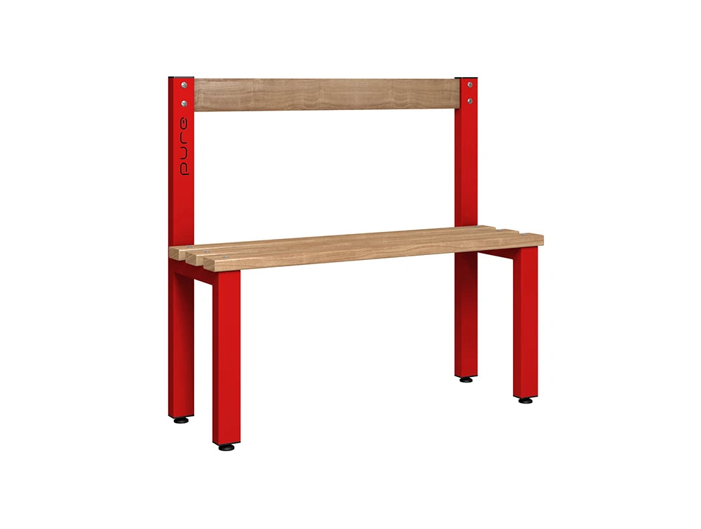Cloakroom Low Single-Sided Bench - Flame Red Beech