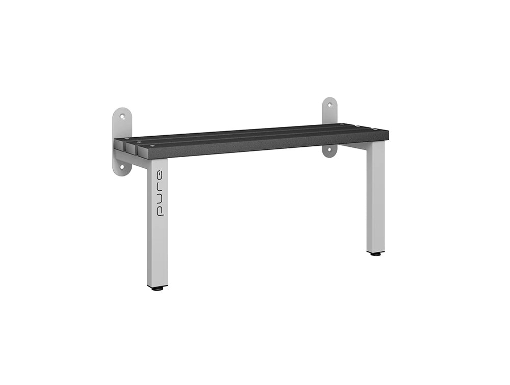 Cloakroom Wall Mounted Single-Sided Bench - Pearl Silver & Black