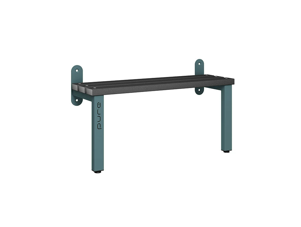 Cloakroom Wall Mounted Single-Sided Bench - Slate Grey Black