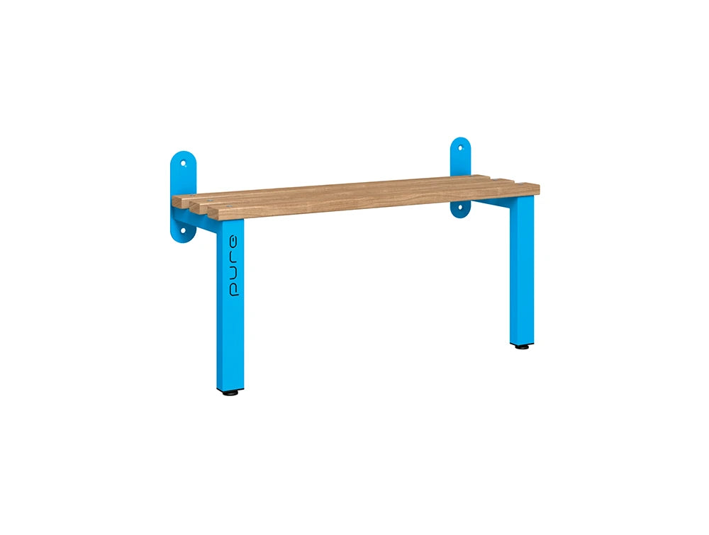 Cloakroom Wall Mounted Single-Sided Bench - Cornflower Blue Beech