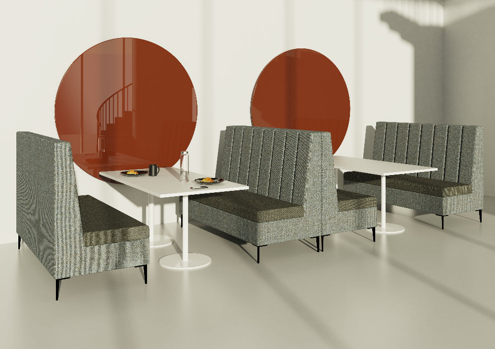 Colin Soft Seating Banquet Dining Booth with White Rectangular Table