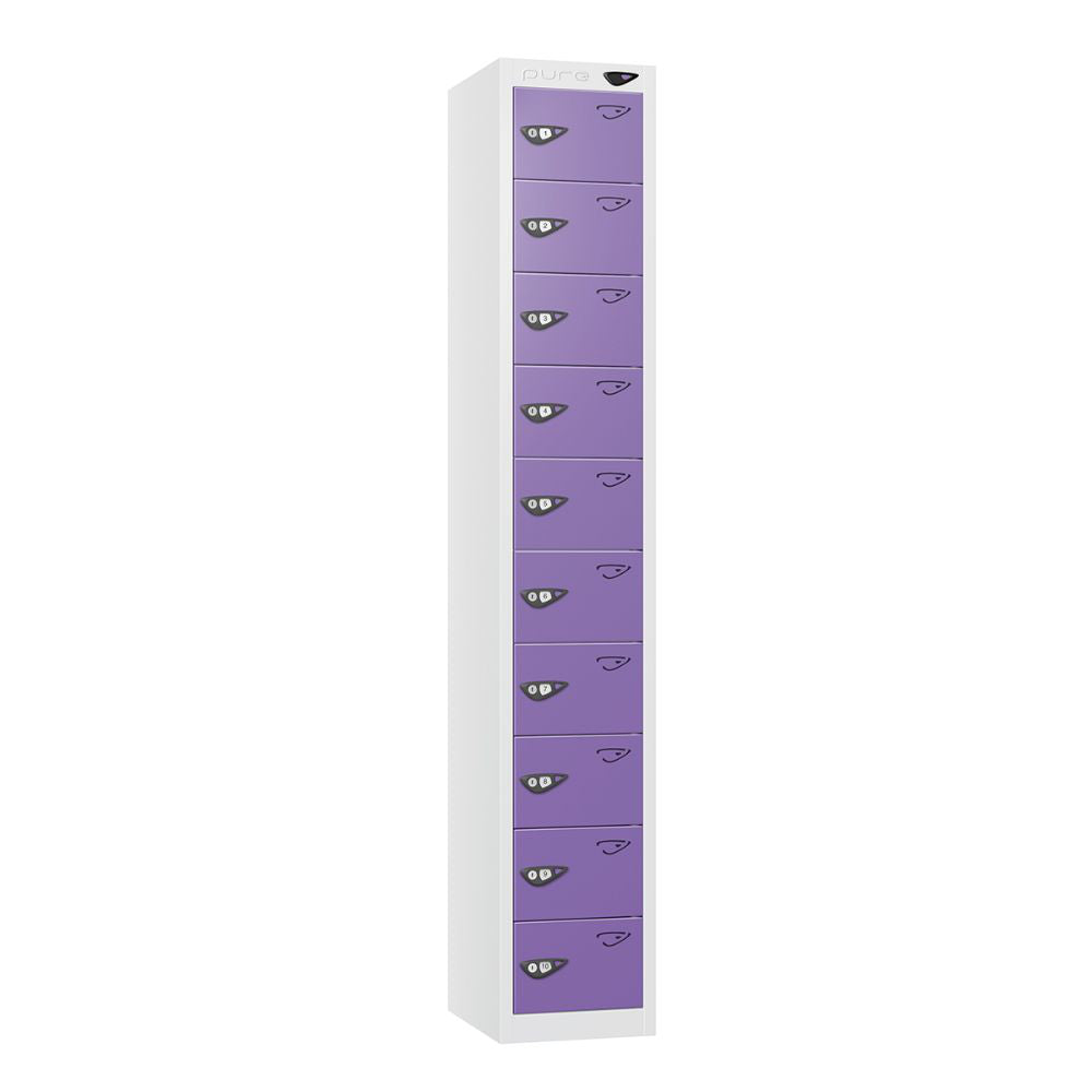 Compact 10-Door Steel Locker Arctic White Orchid Violet