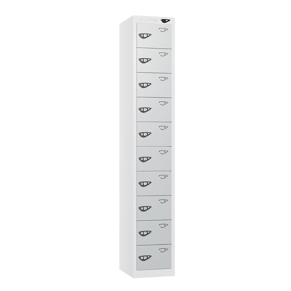 Compact 10-Door Steel Locker Arctic White Pearl Silver