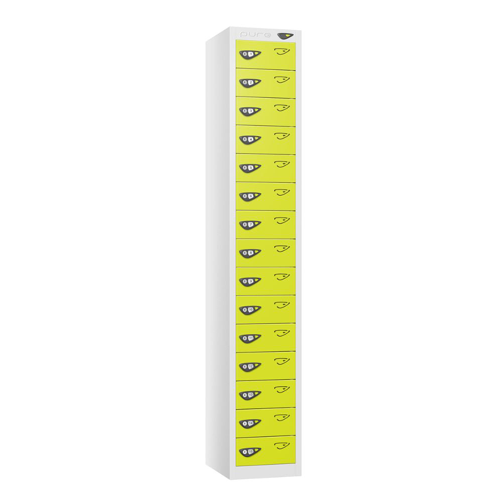 Compact 15-Door Steel Locker Arctic White Lime Light