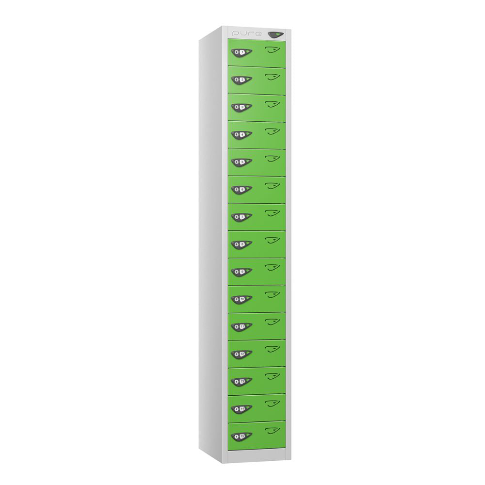 Compact 15-Door Steel Locker Pearl Silver Forest Green
