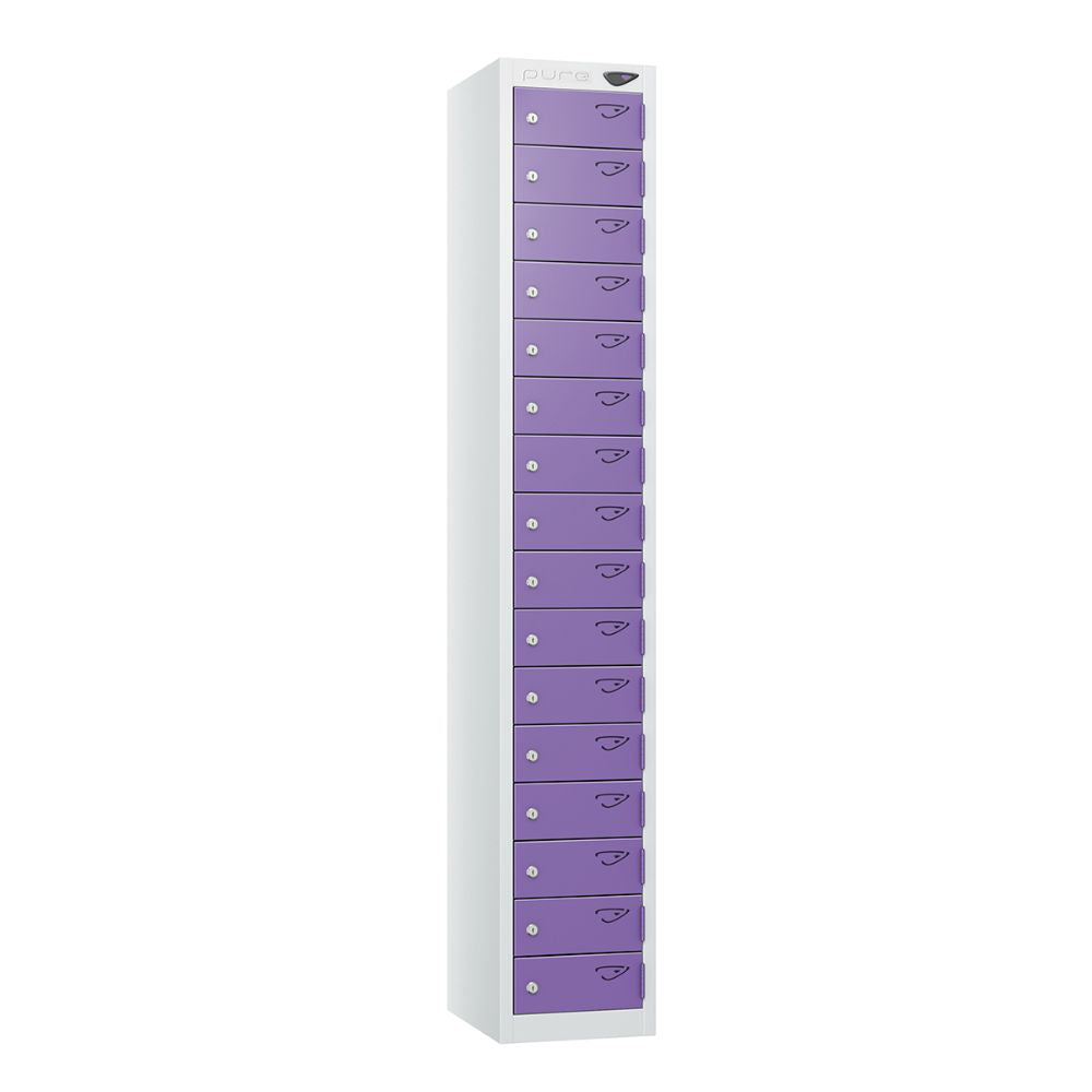 Compact 16-Door Steel Locker Arctic White Orchid Violet