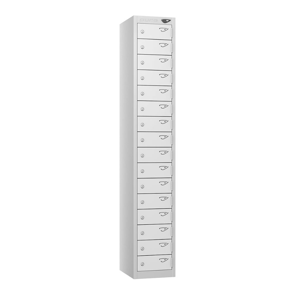 Compact 16-Door Steel Locker - Pearl Silver & Arctic White
