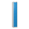 Compact 16-Door Steel Locker Pearl Silver Cobalt Blue