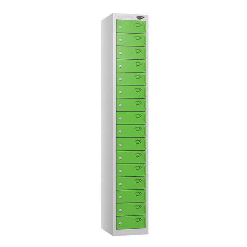 Compact 16-Door Steel Locker Pearl Silver Cobalt Blue