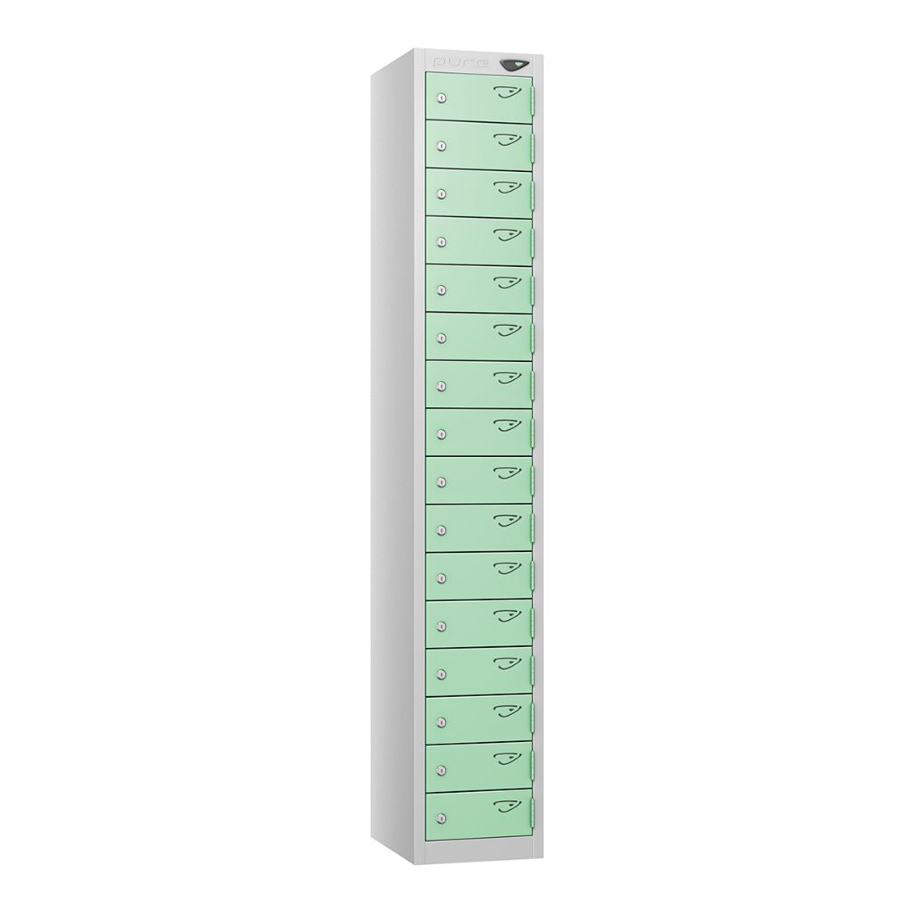 Compact 16-Door Steel Locker Pearl Silver Mint