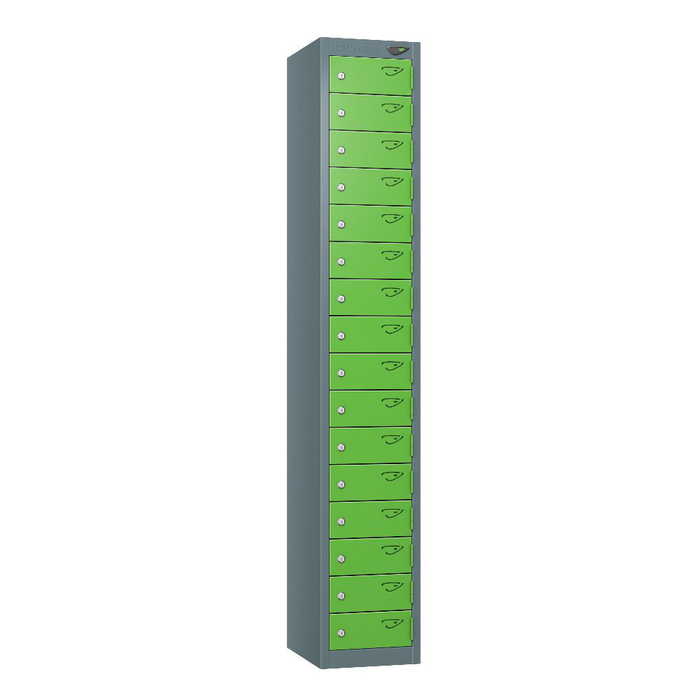Compact 16-Door Steel Locker Slate Grey Forest Green