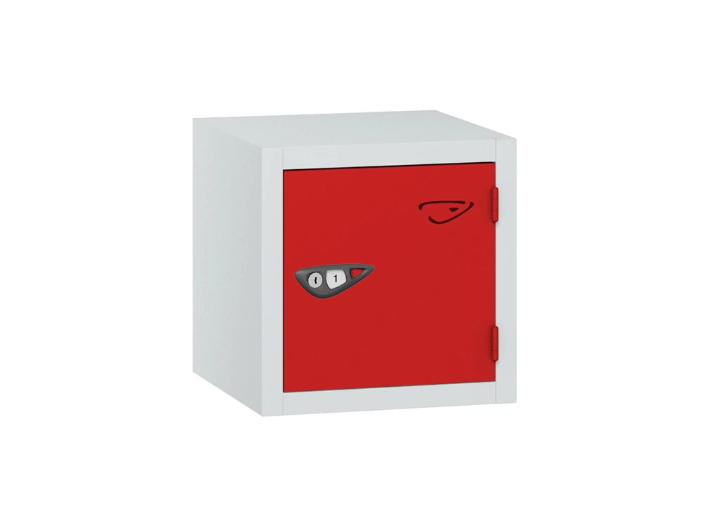 Compact Cube 1-Door Steel Locker - Arctic White Flame Red