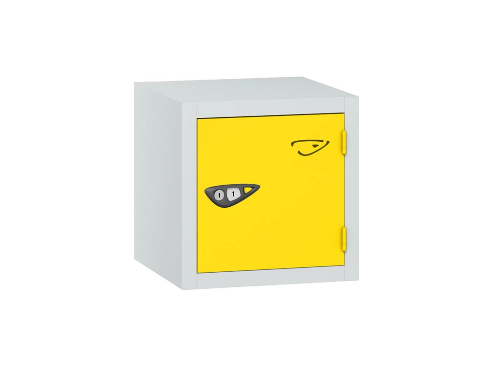 Compact Cube 1-Door Steel Locker - Arctic White Lemon Yellow
