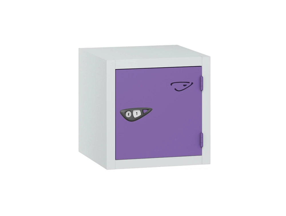 Compact Cube 1-Door Steel Locker - Arctic White & Orchid Violet