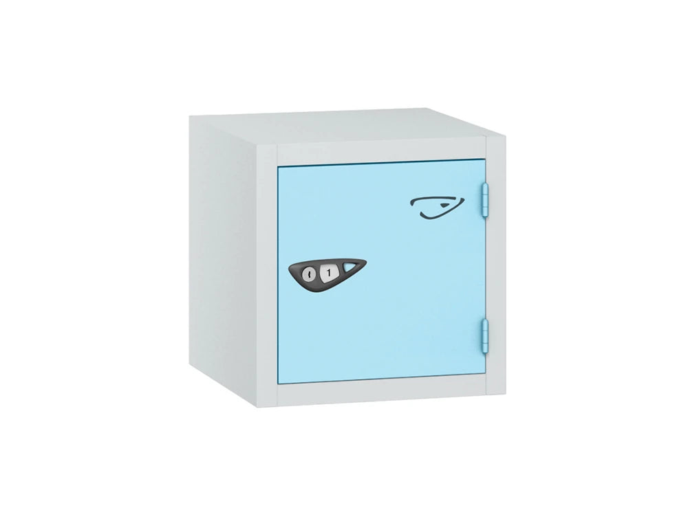 Compact Cube 1-Door Steel Locker - Arctic White & Ribbon Blue