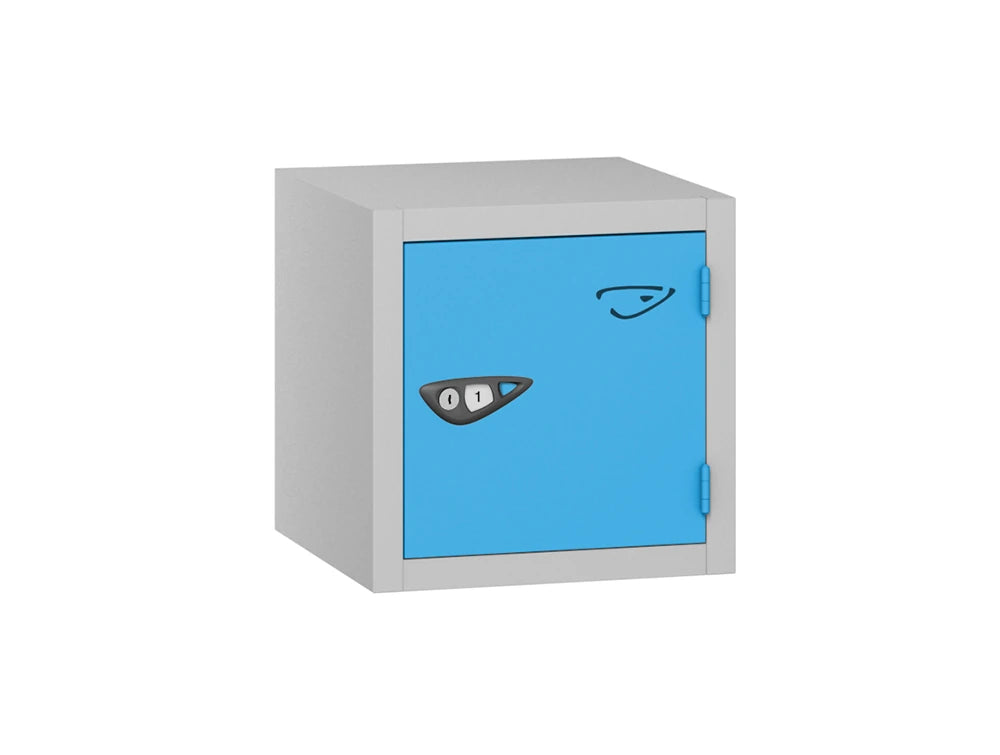 Compact Cube 1-Door Steel Locker - Pearl Silver Cornflower Blue