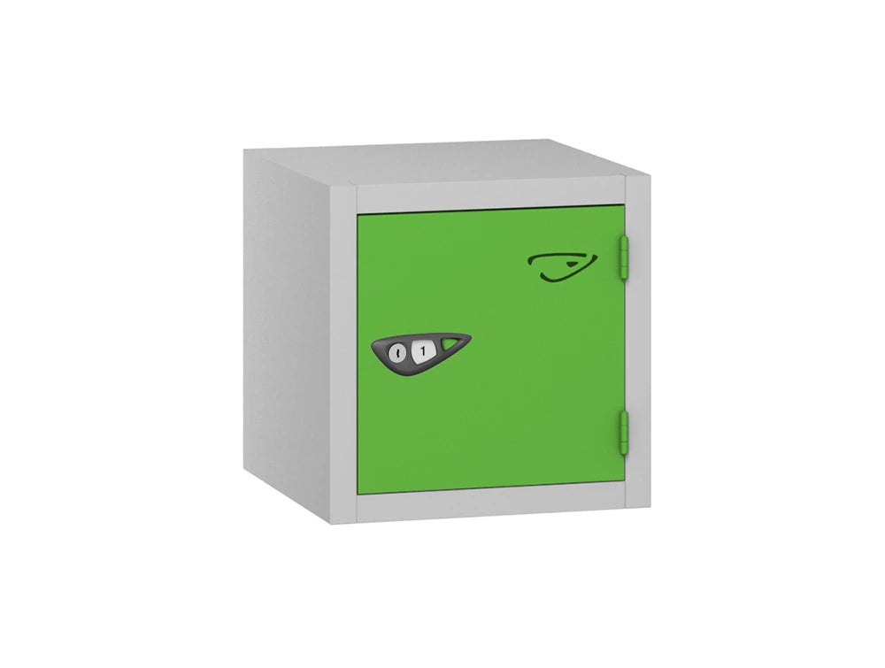 Compact Cube 1-Door Steel Locker - Pearl Silver Forest Green