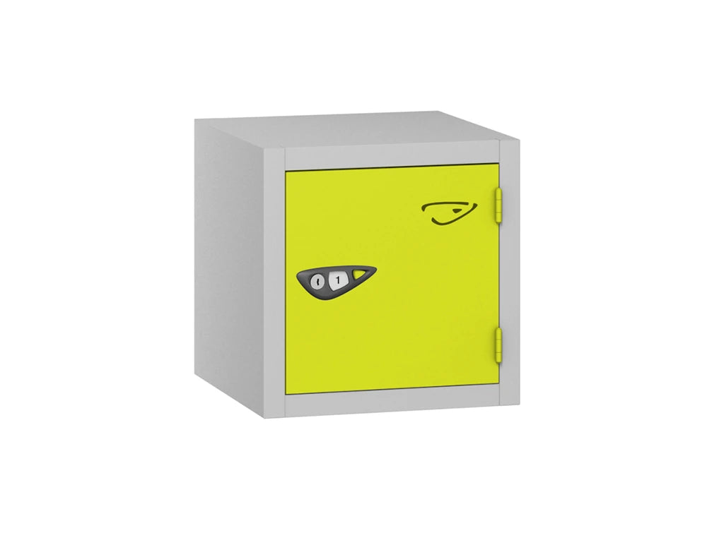 Compact Cube 1-Door Steel Locker - Pearl Silver Lime Light