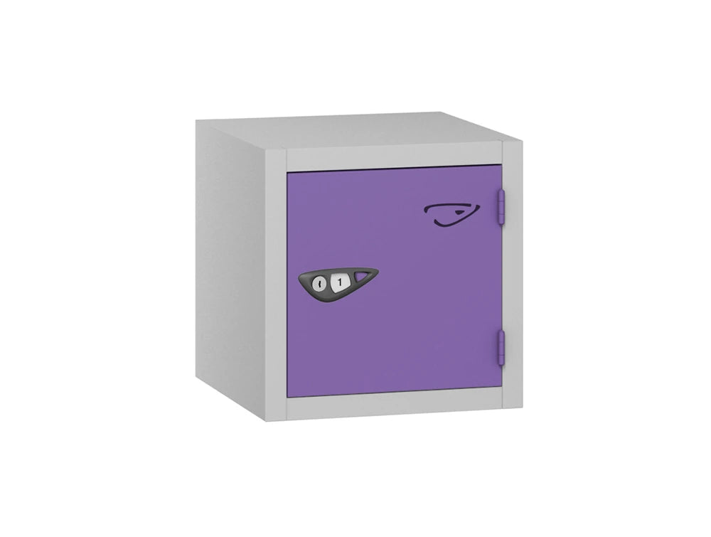 Compact Cube 1-Door Steel Locker - Pearl Silver & Orchid Violet