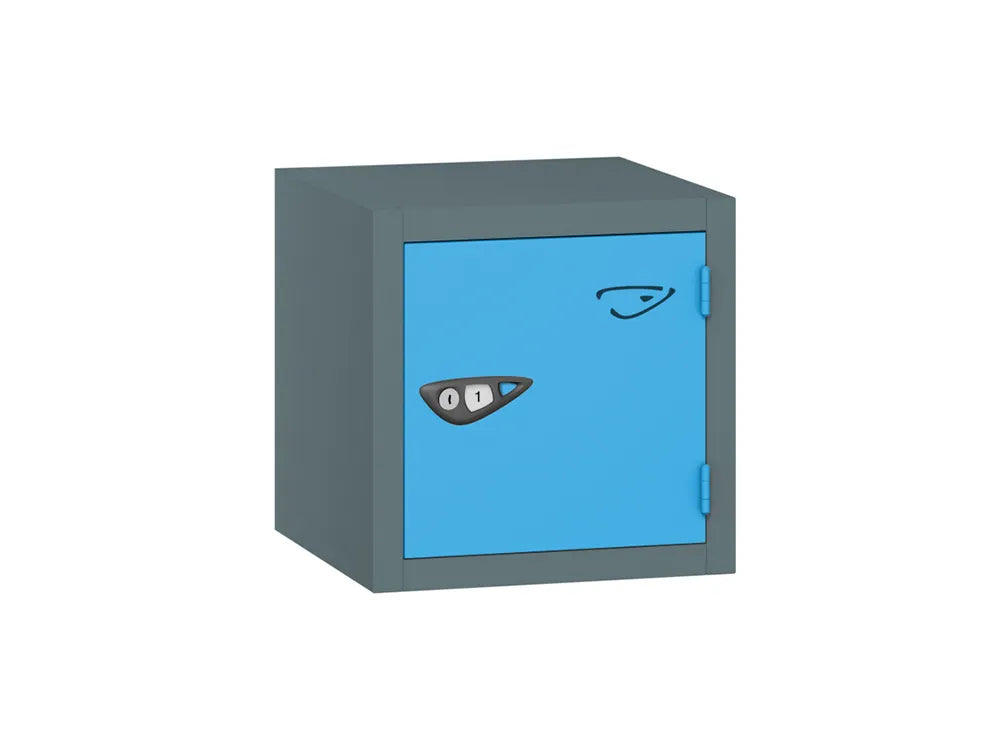 Compact Cube 1-Door Steel Locker - Slate Grey & Cornflower Blue