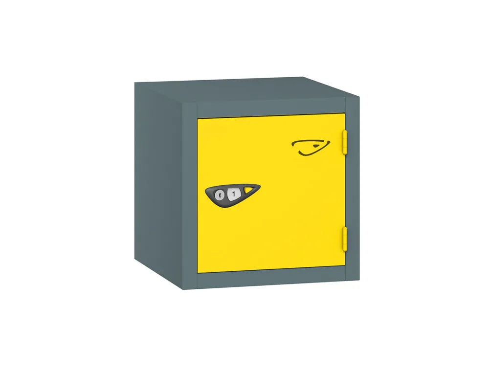 Compact Cube 1-Door Steel Locker - Slate Grey & Lemon Yellow