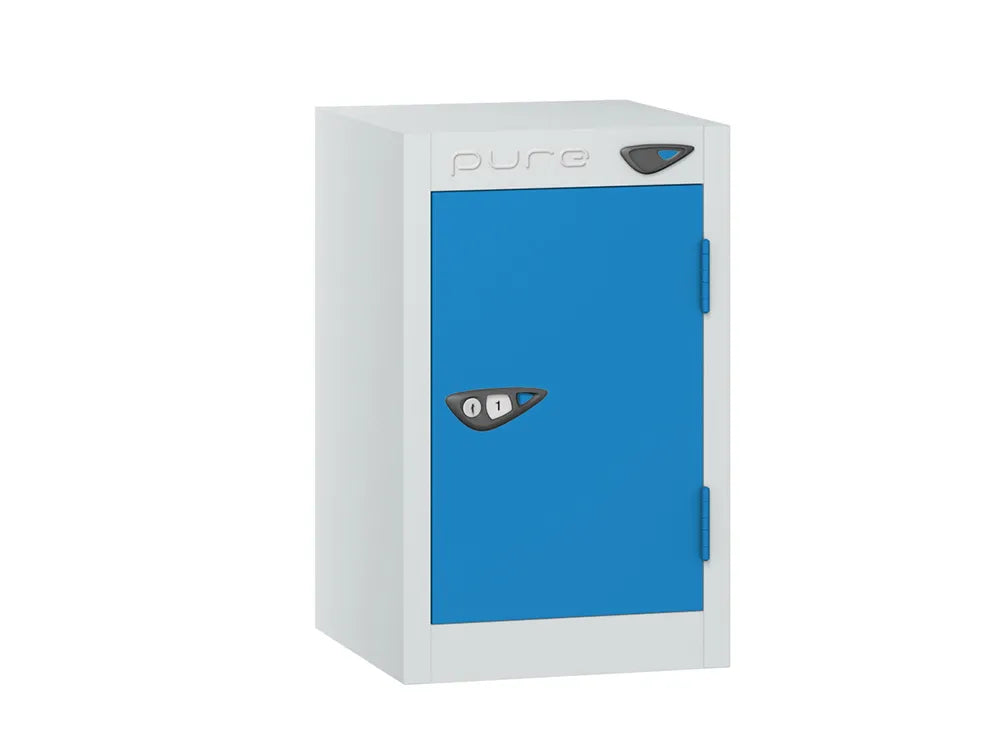Compact Quarto 1-Door Steel Locker - Arctic White & Cobalt Blue