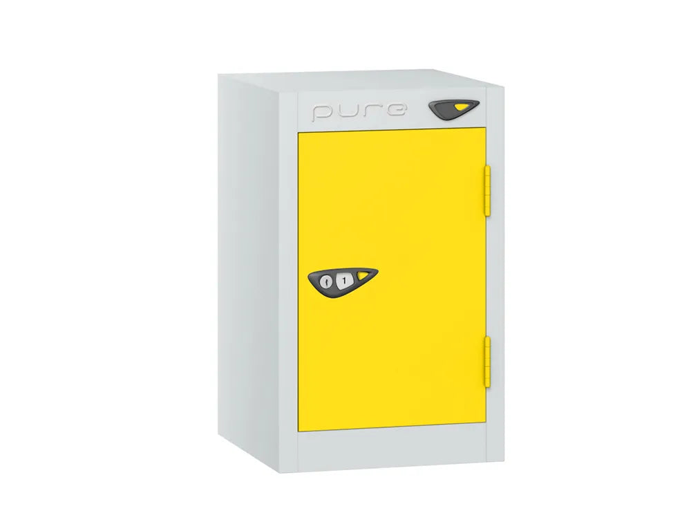 Compact Quarto 1-Door Steel Locker - Arctic White & Lemon Yellow