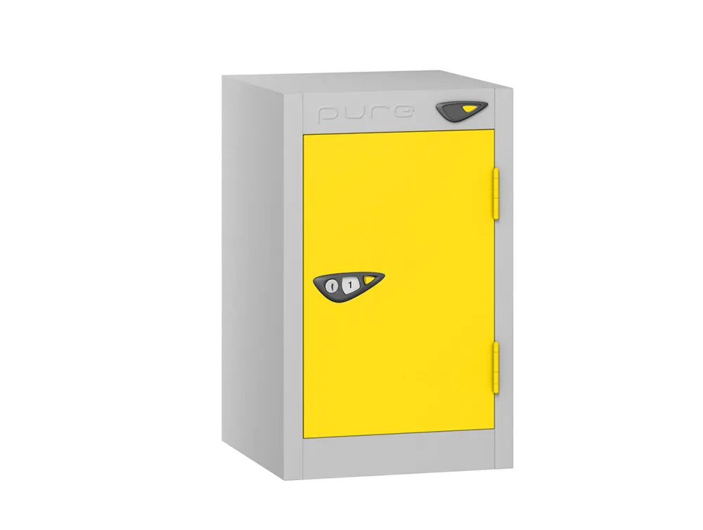 Compact Quarto 1-Door Steel Locker - Pearl Silver & Lemon Yellow