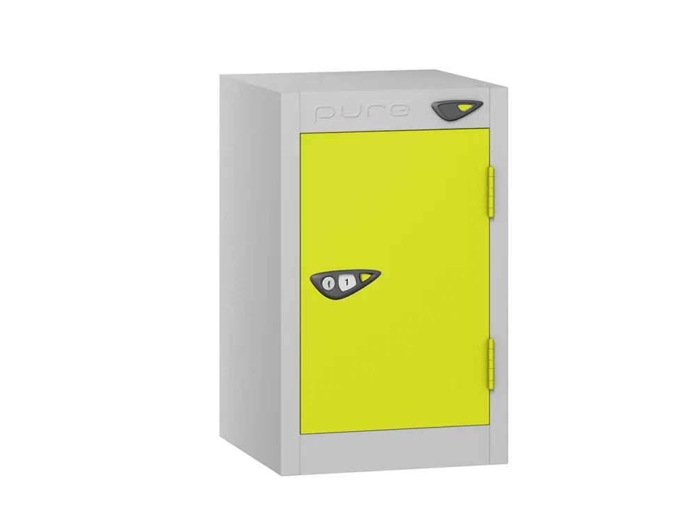 Compact Quarto 1-Door Steel Locker - Pearl Silver & Lime Light